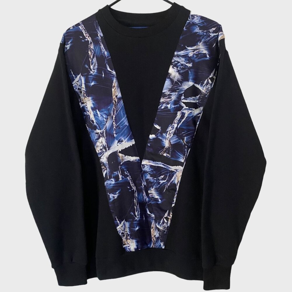 Études Printed Crewneck V Sweatshirt Pullover Black Men's Size Medium Streetwear